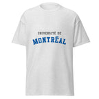 Unisex classic tee featuring Université de Montréal name and branding in blue and white