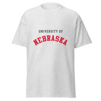 Unisex classic tee featuring University of Nebraska name and branding in scarlet and cream