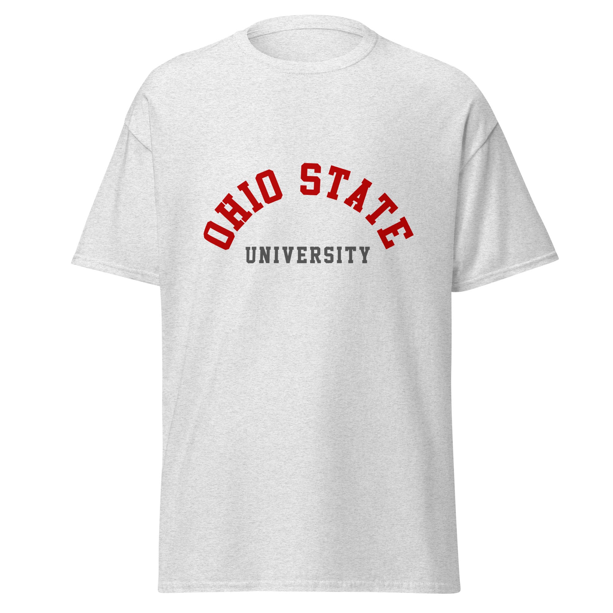 Unisex classic tee featuring Ohio State University name and branding in scarlet and grey