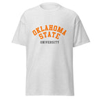 Unisex classic tee featuring Oklahoma State University name and branding in orange and black