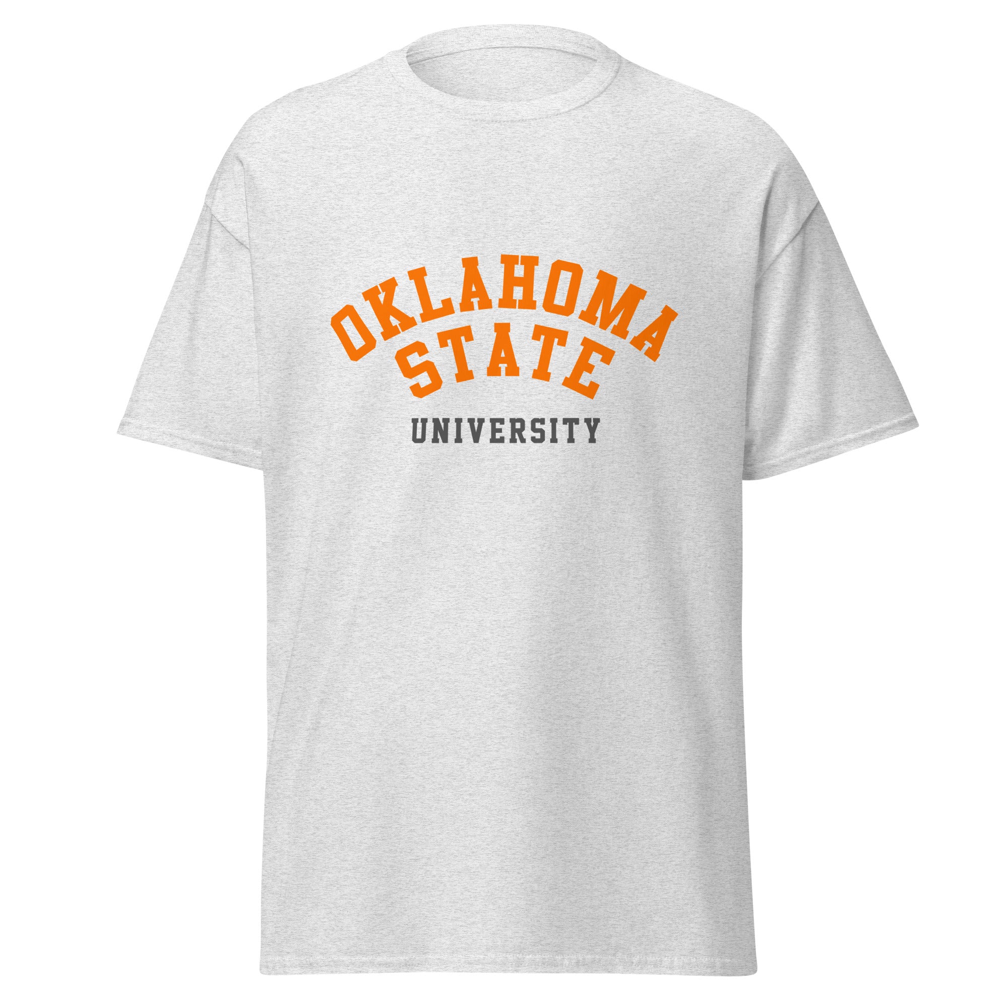 Unisex classic tee featuring Oklahoma State University name and branding in orange and black
