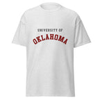 Unisex classic tee featuring University of Oklahoma name and branding in crimson and cream