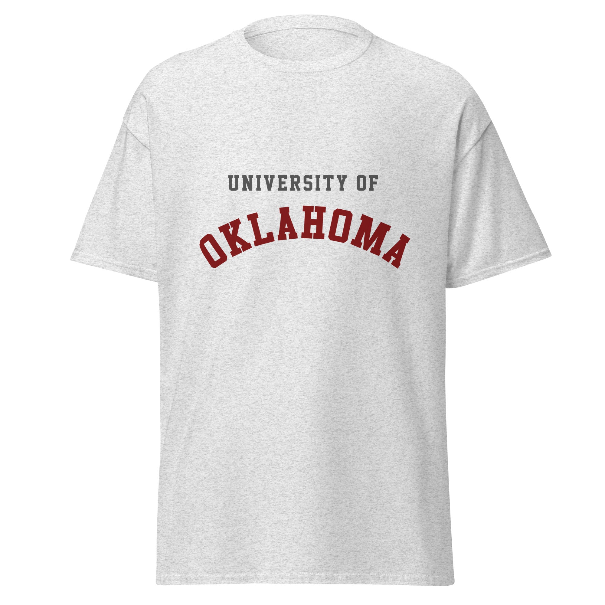 Unisex classic tee featuring University of Oklahoma name and branding in crimson and cream