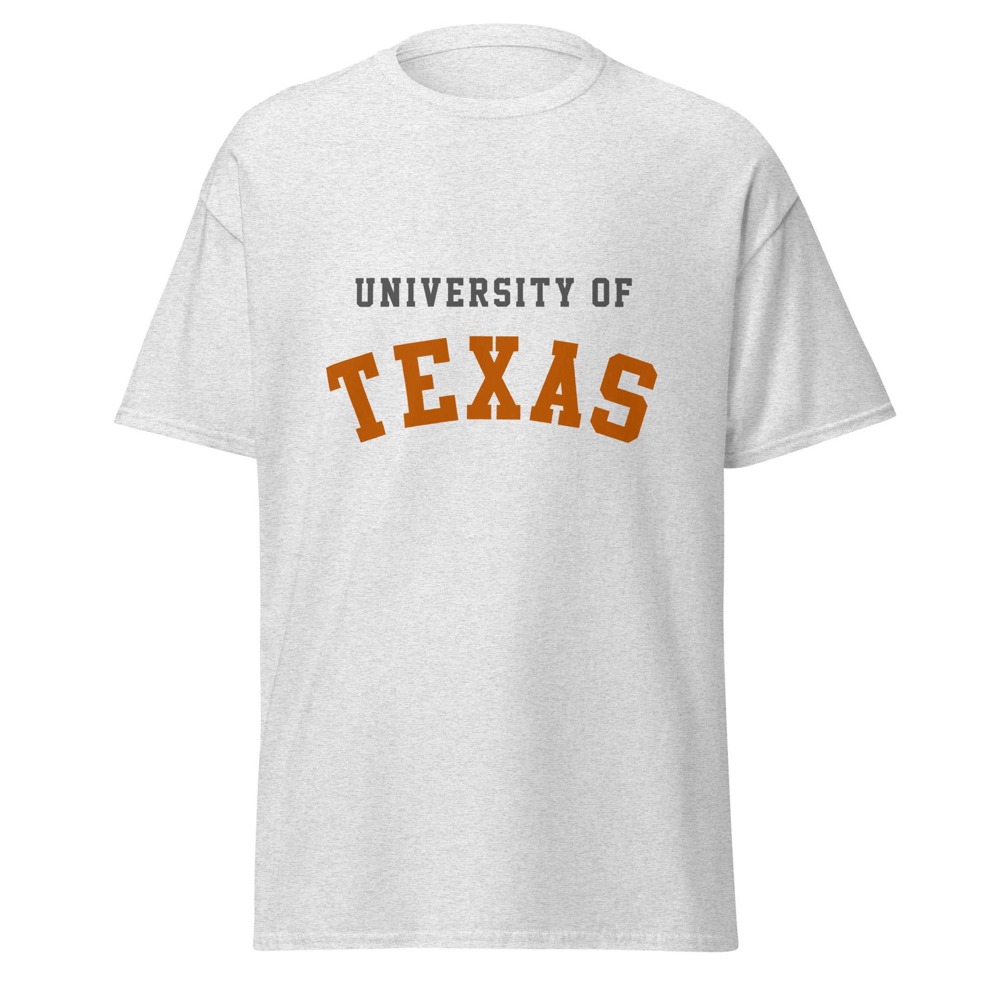 Unisex classic tee featuring University of Texas name and branding in burnt orange and white