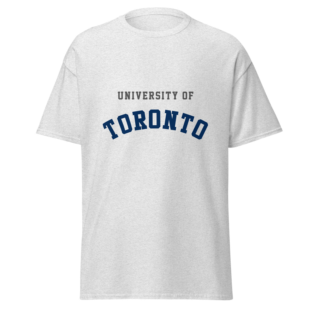 Unisex classic tee featuring University of Toronto name and branding in blue and white