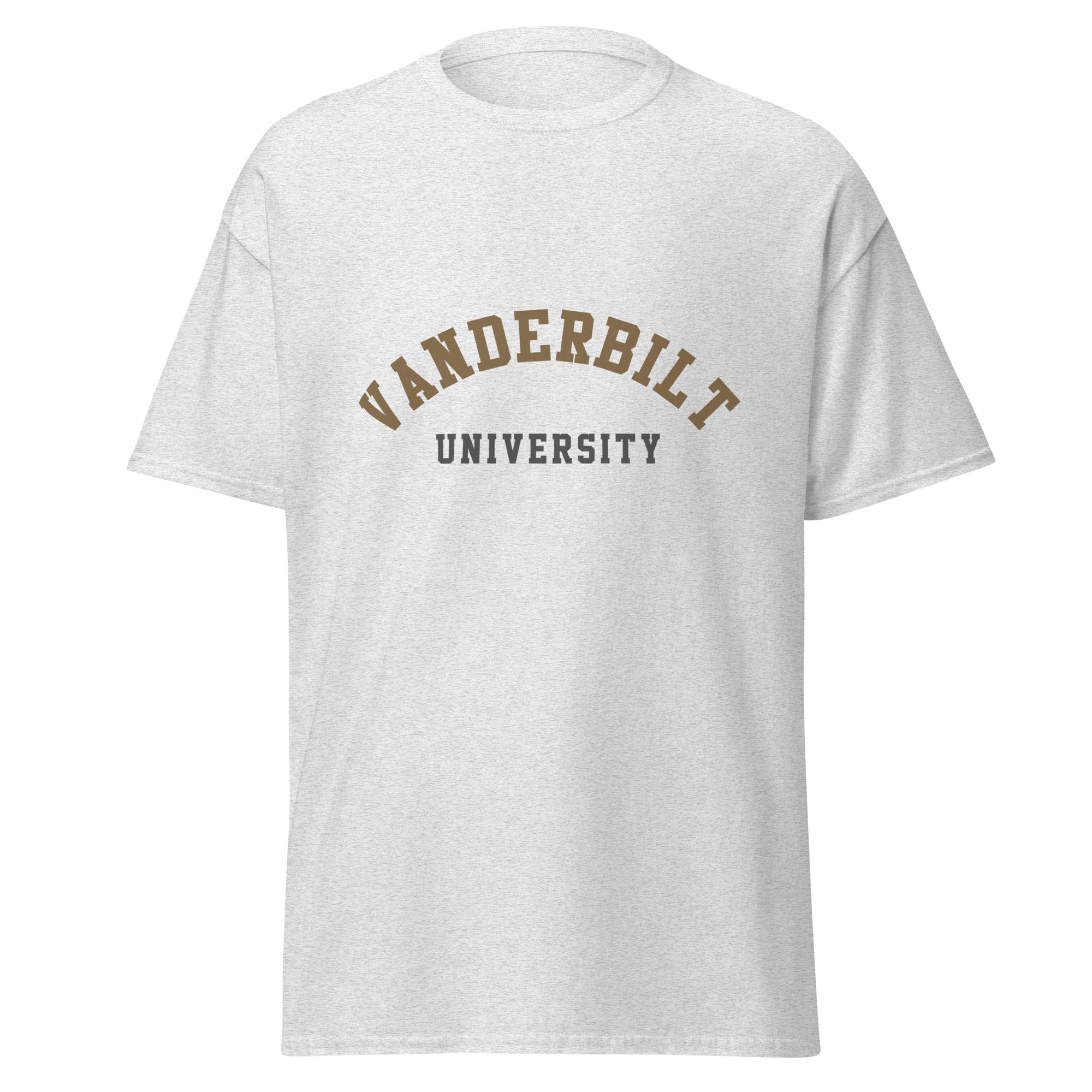 Unisex classic tee featuring Vanderbilt University name and branding in black and gold