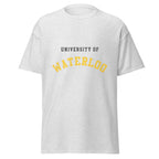 Unisex classic tee featuring University of Waterloo name and branding in black and gold