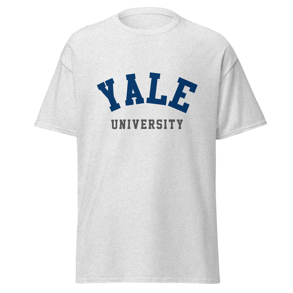 Unisex black t-shirt featuring Yale University logo printed across the front chest