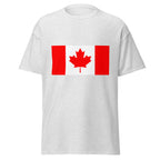 Unisex black t-shirt featuring Canadian flag design printed across the front chest