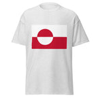 Unisex black t-shirt featuring Greenlandic flag design printed across the front chest