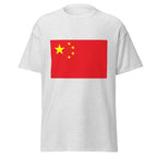 Unisex black t-shirt featuring Chinese flag design printed across the front chest