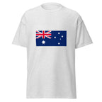 Unisex navy blue t-shirt featuring Australian flag design printed across the front chest