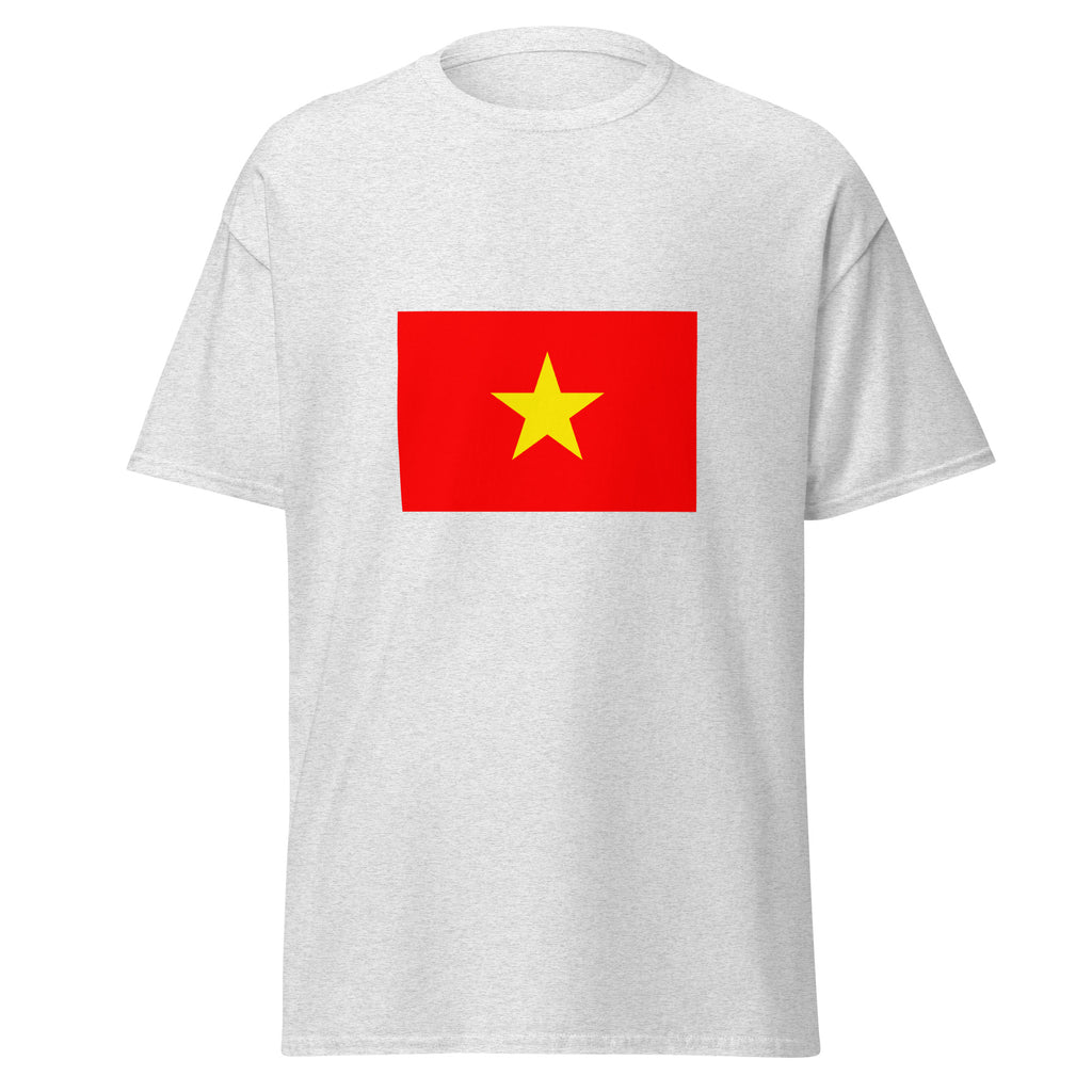 Unisex white t-shirt featuring Vietnamese flag design printed across the front chest