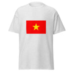 Unisex white t-shirt featuring Vietnamese flag design printed across the front chest