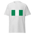 Unisex black t-shirt featuring Nigerian flag design printed across the front chest