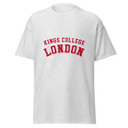 Unisex navy blue t-shirt featuring King's College London logo printed across the front chest