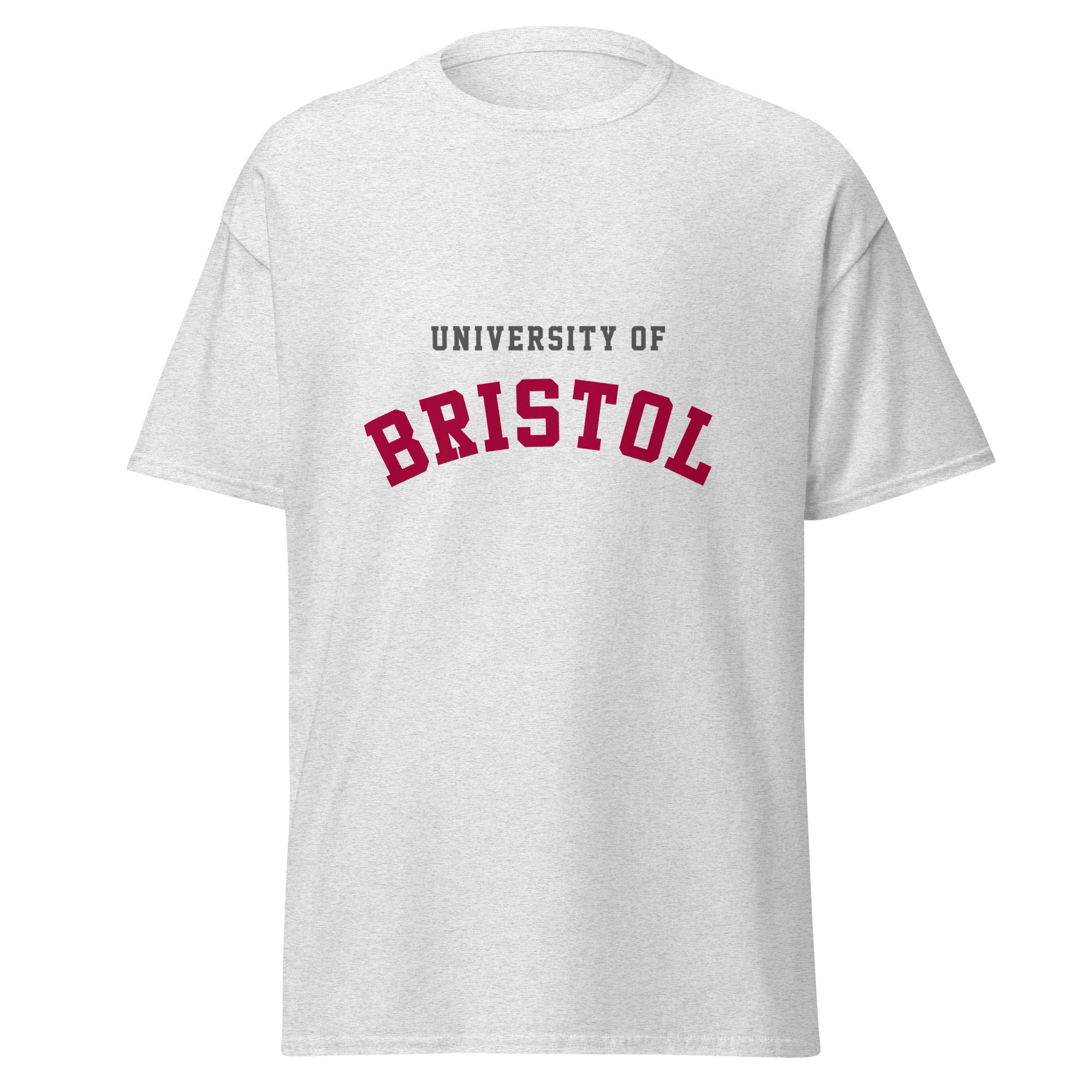Unisex navy blue t-shirt featuring University of Bristol logo printed across the front chest