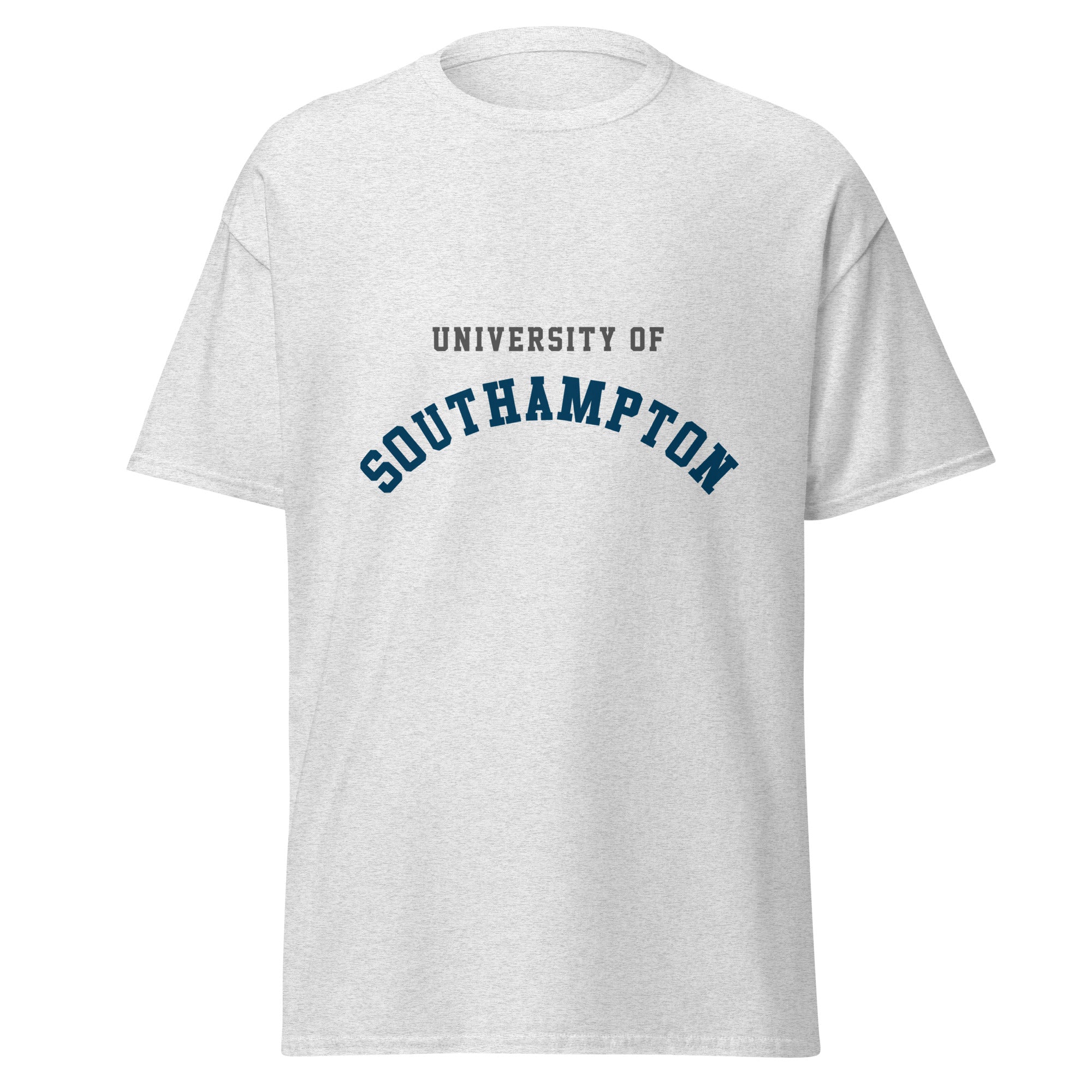 Unisex navy blue t-shirt featuring University of Southampton logo printed across the front chest