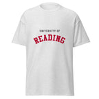 Unisex navy blue t-shirt featuring University of Reading logo printed across the front chest