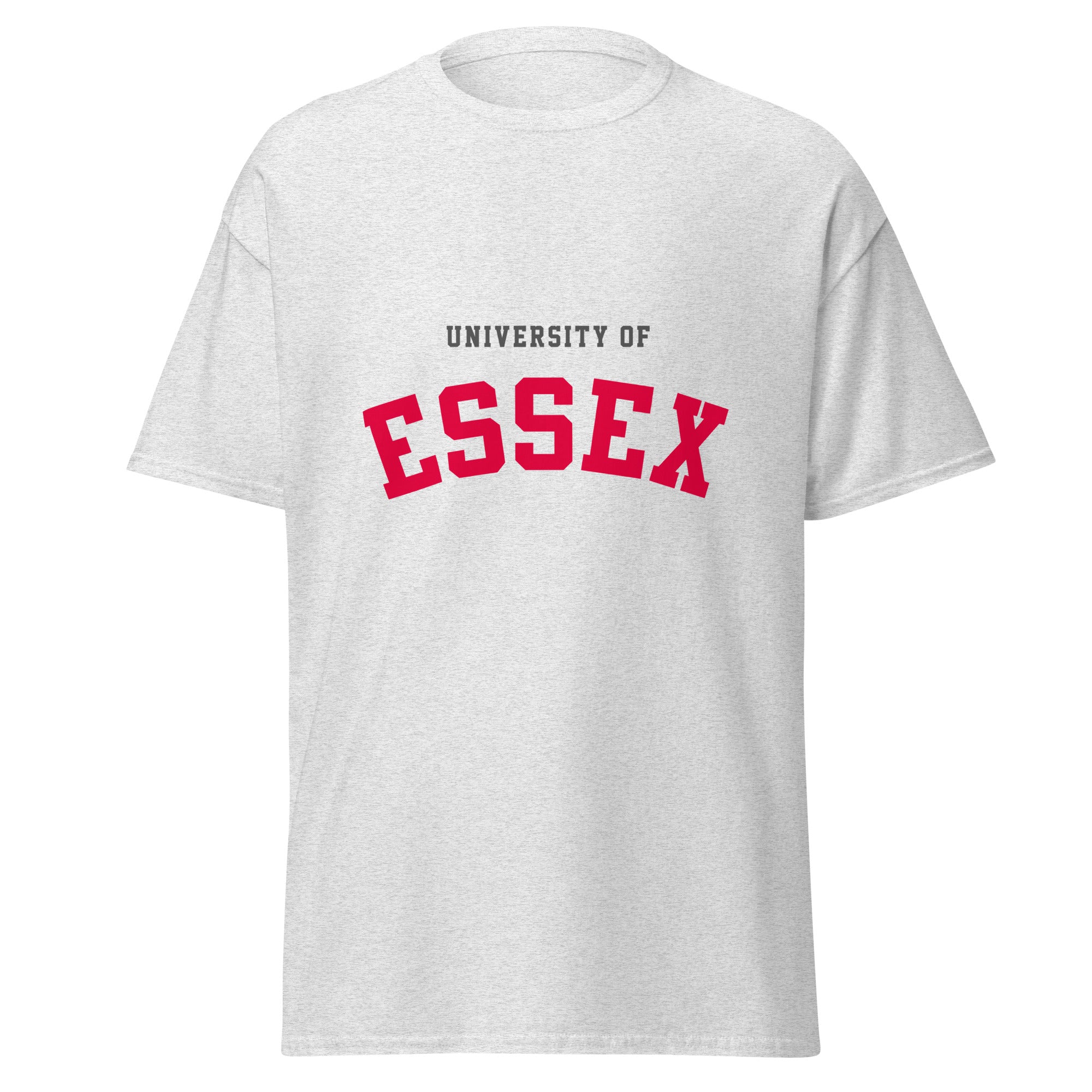 Unisex navy blue t-shirt featuring University of Essex logo printed across the front chest