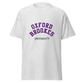 Unisex heather gray t-shirt featuring Oxford Brookes University logo printed across the front chest