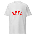 Unisex heather gray t-shirt featuring EPFL logo printed across the front chest