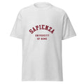 Unisex navy blue t-shirt featuring Sapienza University of Rome logo printed across the front chest
