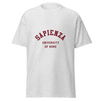 Unisex navy blue t-shirt featuring Sapienza University of Rome logo printed across the front chest