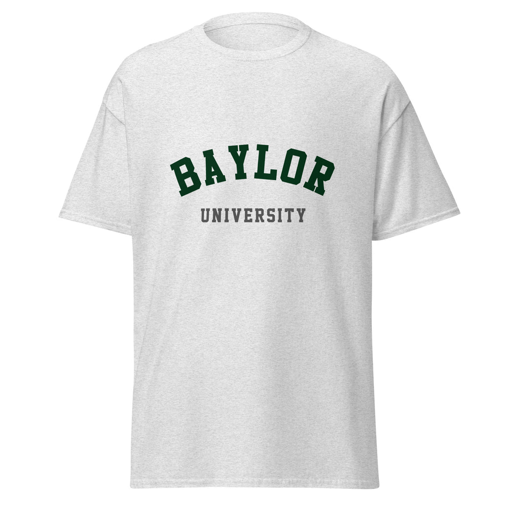 Unisex navy blue t-shirt featuring Baylor University logo printed across the front chest