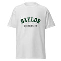 Unisex navy blue t-shirt featuring Baylor University logo printed across the front chest