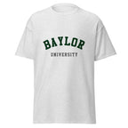 Unisex navy blue t-shirt featuring Baylor University logo printed across the front chest