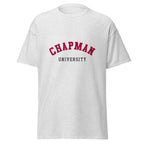 Unisex navy blue t-shirt featuring Chapman University logo printed across the front chest