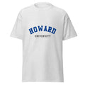 Unisex heather gray t-shirt featuring Howard University logo printed across the front chest