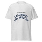 Unisex heather gray t-shirt featuring UCLA logo printed across the front chest