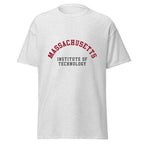 Unisex heather gray t-shirt featuring MIT logo printed across the front chest