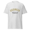 Unisex heather gray t-shirt featuring Georgia Tech logo printed across the front chest
