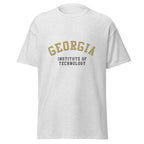 Unisex heather gray t-shirt featuring Georgia Tech logo printed across the front chest