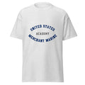 Unisex heather gray t-shirt featuring US Merchant Marine Academy logo printed across the front chest