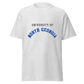 Unisex heather gray t-shirt featuring University of North Georgia logo printed across the front chest