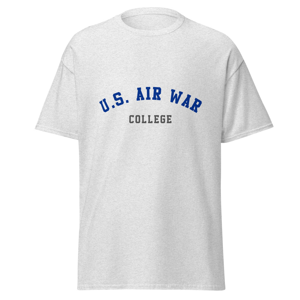 Unisex heather gray t-shirt featuring US Air War College logo printed across the front chest