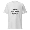 Unisex black t-shirt with Hosea 6:6 Bible verse printed across the chest