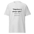 Unisex heather gray t-shirt featuring George Orwell Napoleon quote typography printed across the front chest