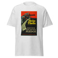 Unisex black t-shirt featuring vintage War Savings poster artwork printed across the front