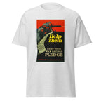 Unisex black t-shirt featuring vintage War Savings poster artwork printed across the front
