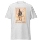 Unisex heather gray t-shirt featuring vintage France Infantry WWI poster artwork printed across the front