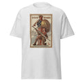 Unisex heather gray t-shirt featuring vintage USA War Bonds poster artwork printed across the front