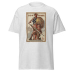 Unisex heather gray t-shirt featuring vintage USA War Bonds poster artwork printed across the front