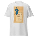 Unisex black t-shirt featuring vintage Honest Money poster artwork printed across the front