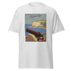 Unisex black t-shirt featuring vintage Puerto Rico Vintage poster artwork printed across the front