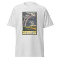 Unisex heather gray t-shirt featuring vintage South Manchuria Railway poster artwork printed across the front